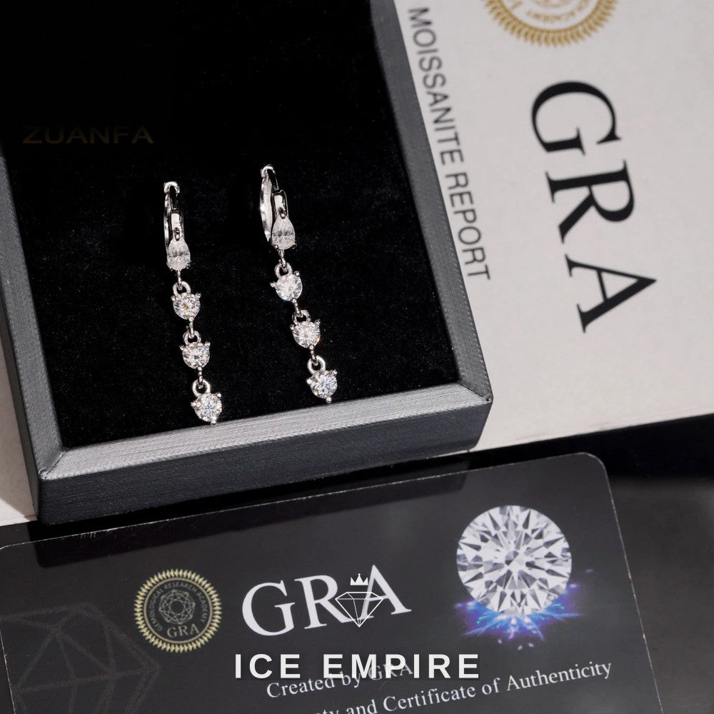 Iced Out 925 Silver Moissanite Hoop Earrings
