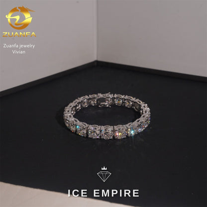 Iced Out 925 Silver Moissanite Tennis Chain