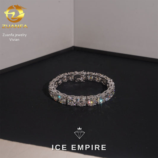 Iced Out 925 Silver Moissanite Tennis Chain