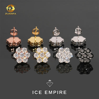 Iced Out Cluster Rose Gold Plated Moissanite Stud Earrings