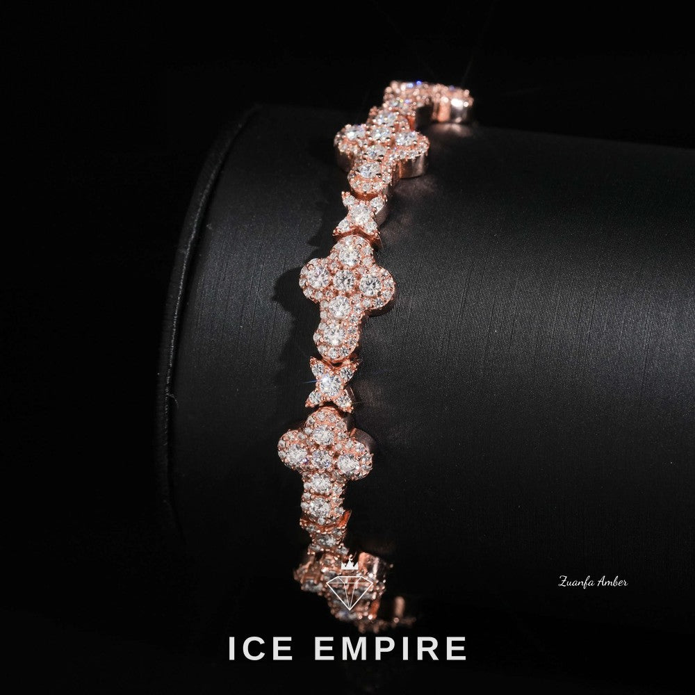 Iced Out Cross 14K Gold Moissanite Tennis Chain