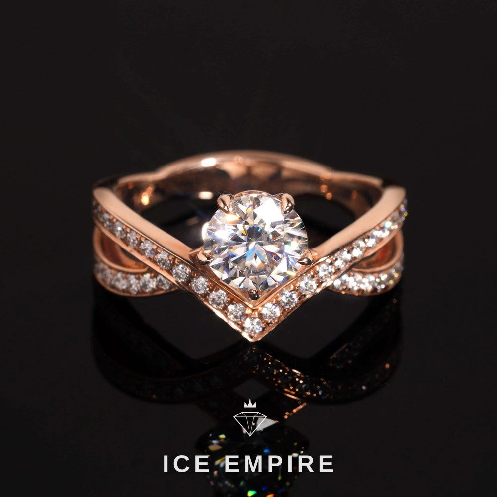 Iced Out 14K Gold Moissanite Wedding Band