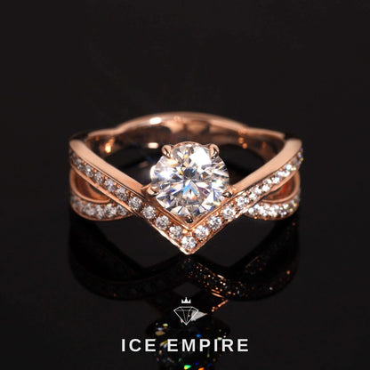 Iced Out 14K Gold Moissanite Wedding Band