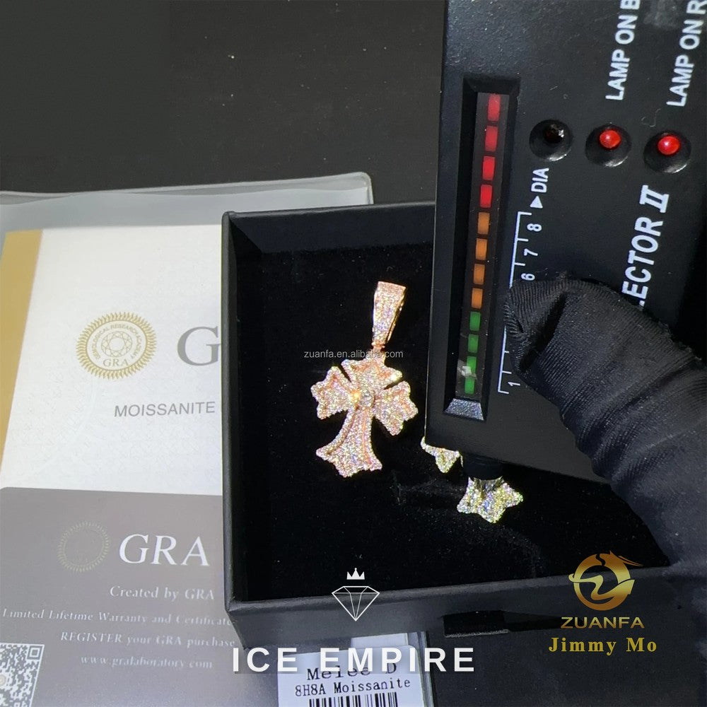 Iced Out Cross 925 Silver Pendant