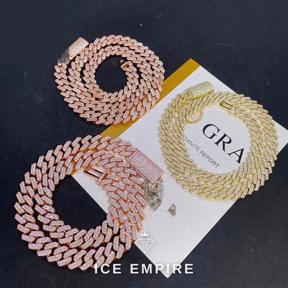 Iced Out Rose Gold Moissanite Cuban Chain