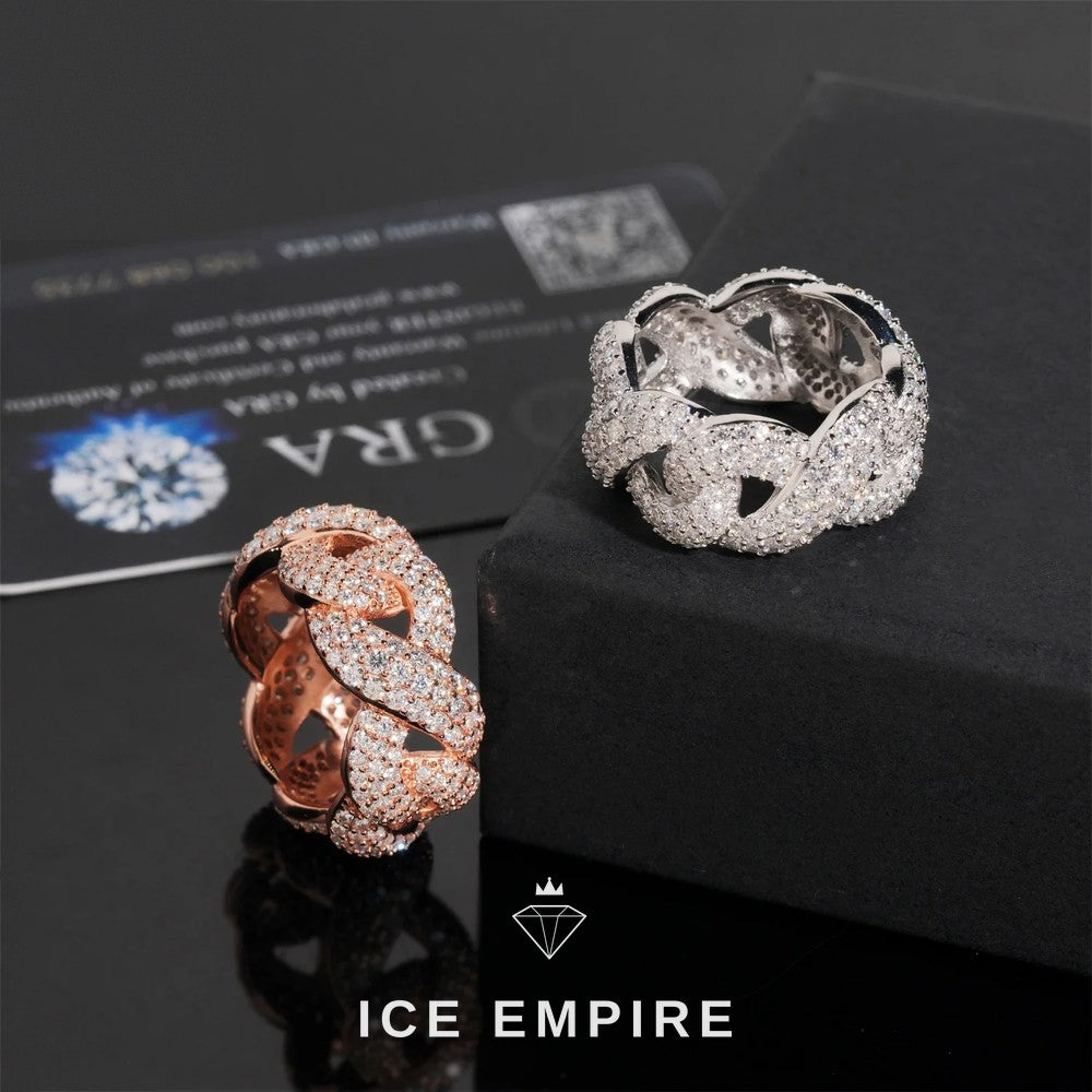 Iced Out Rose Gold Moissanite Cuban Chain