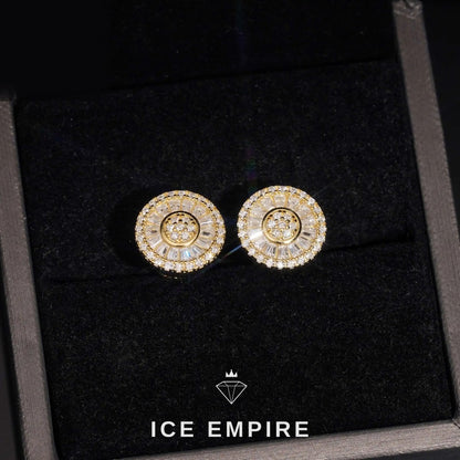 Iced Out Baguette Gold Plated Moissanite Stud Earrings