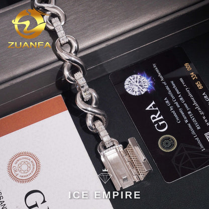 Iced Out Baguette 925 Silver Moissanite Cuban Chain