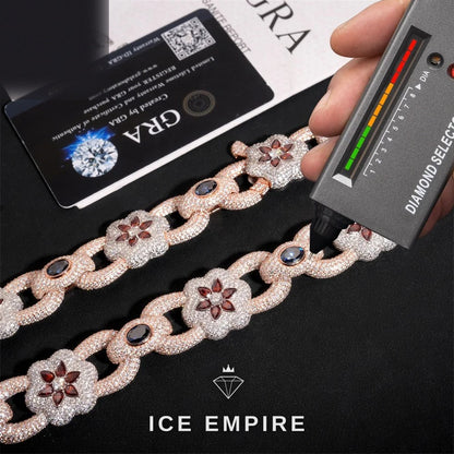 Iced Out Rose Gold Plated Moissanite Cuban Chain