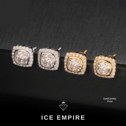 Iced Out 925 Silver Moissanite Stud Earrings
