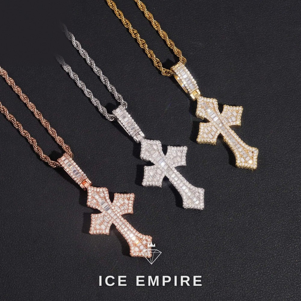 Iced Out Baguette Gold Plated Moissanite Pendant
