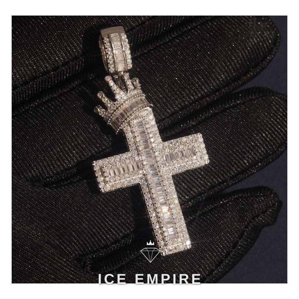 Iced Out Cross 925 Silver Pendant
