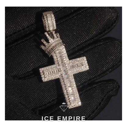 Iced Out Cross 925 Silver Pendant