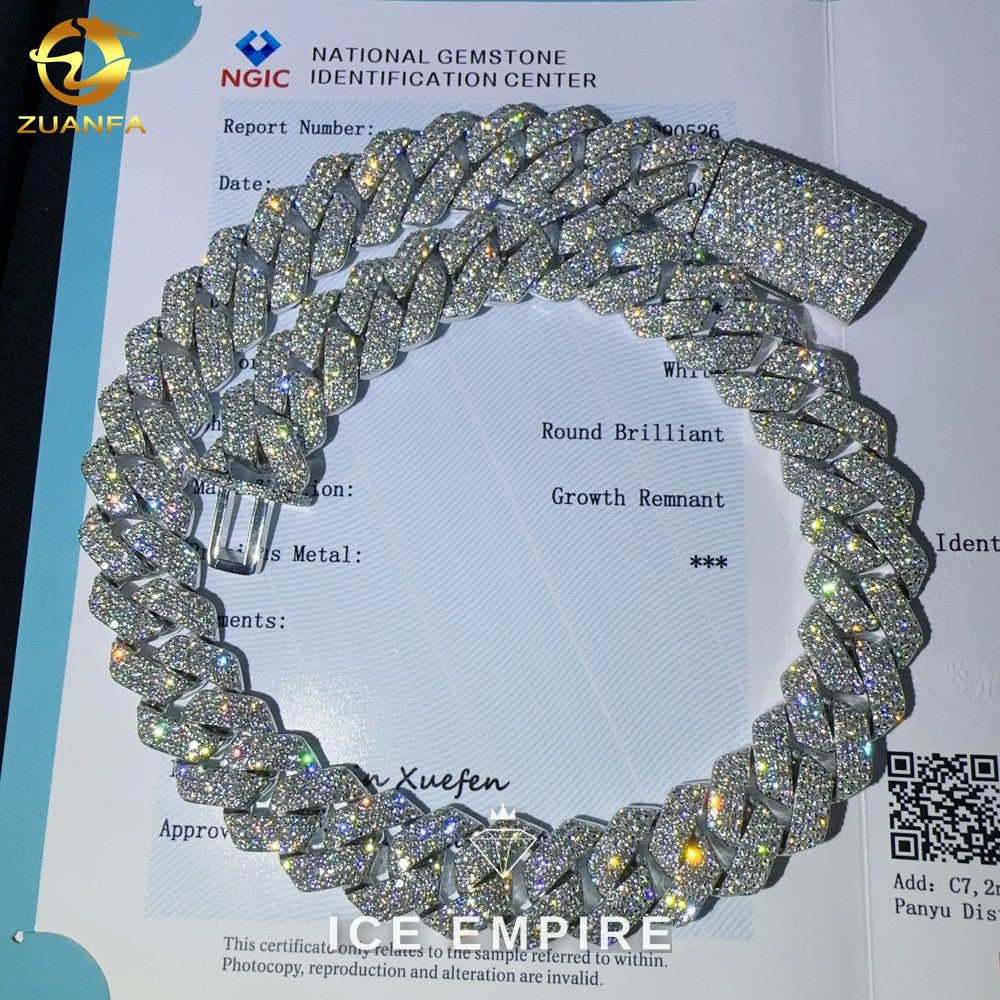 Iced Out 925 Silver Lab Grown Diamond Cuban Chain