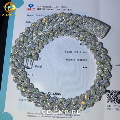 Iced Out 925 Silver Lab Grown Diamond Cuban Chain