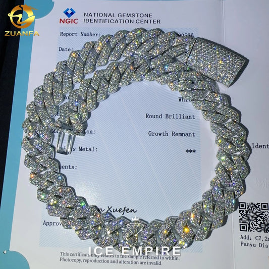 Iced Out 925 Silver Lab Grown Diamond Cuban Chain