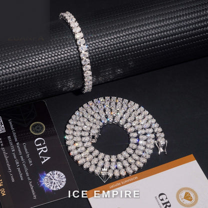 Iced Out 925 Silver Moissanite Tennis Chain