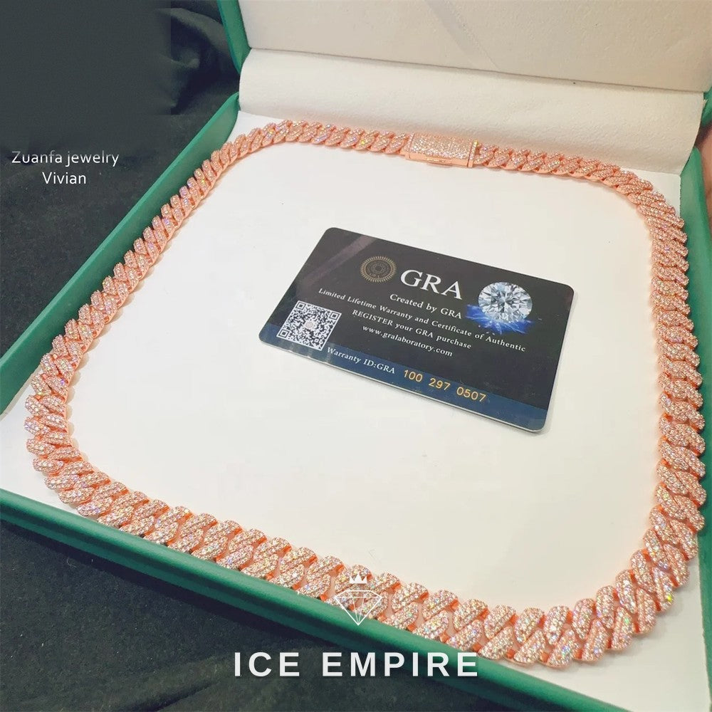 Iced Out Rose Gold Plated Moissanite Cuban Chain