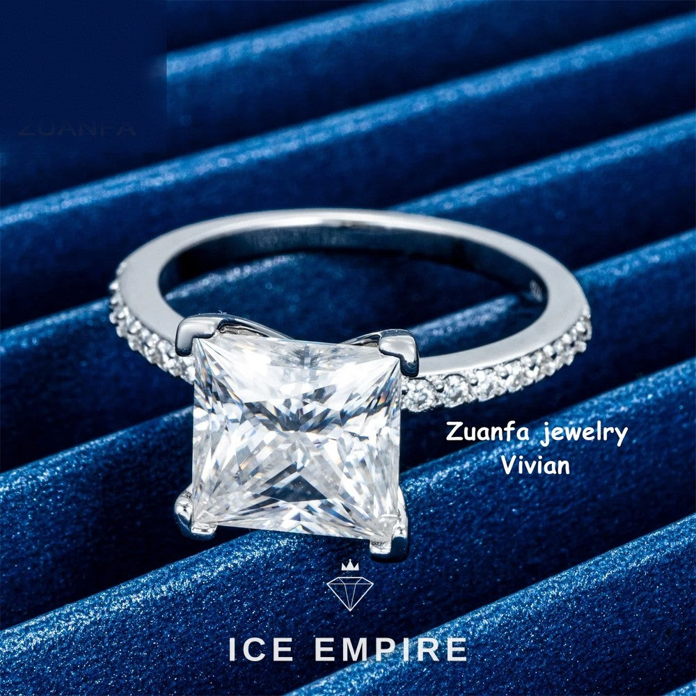 Iced Out 925 Silver Moissanite Ring