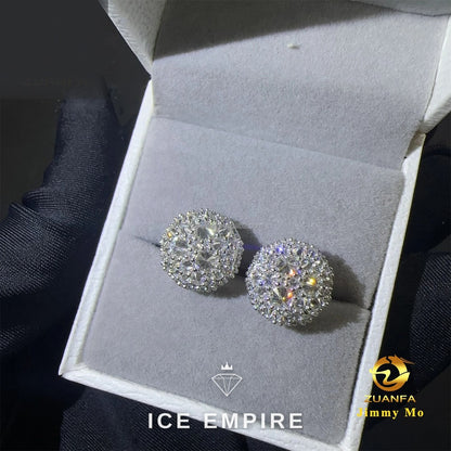 Iced Out 925 Silver Moissanite Stud Earrings