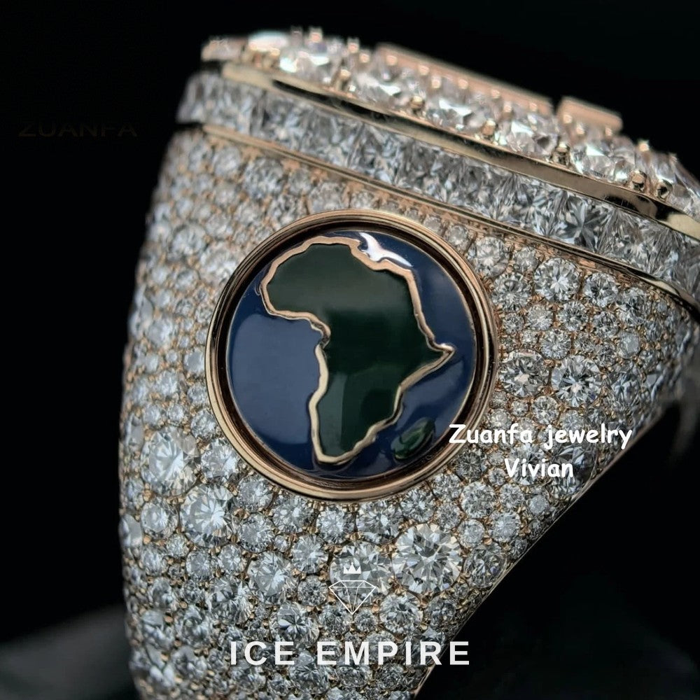 Iced Out Rose Gold Plated Moissanite Ring