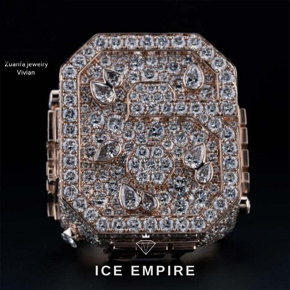 Iced Out 925 Silver Moissanite Ring