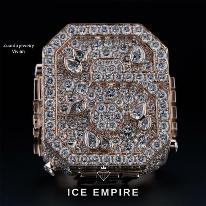 Iced Out 925 Silver Moissanite Ring
