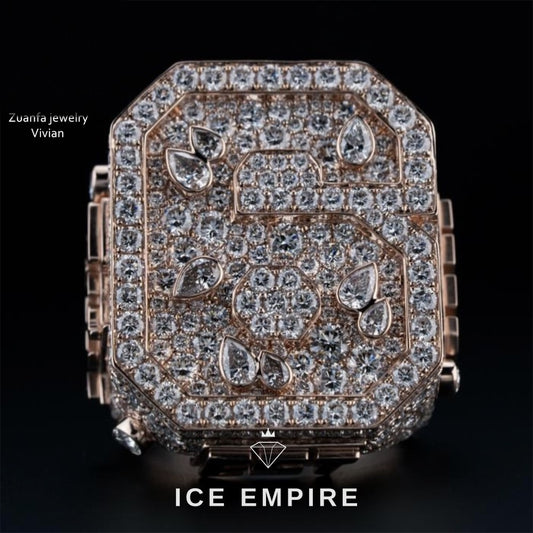 Iced Out 925 Silver Moissanite Ring