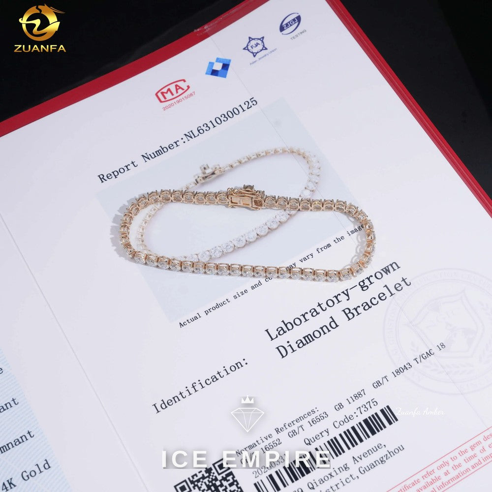 Iced Out 14K Gold Lab Grown Diamond Tennis Bracelet