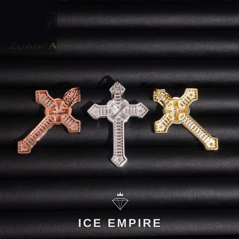 Iced Out Cross 925 Silver Pendant