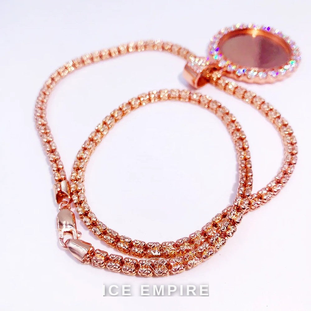Iced Out Rose Gold Moissanite Cuban Chain