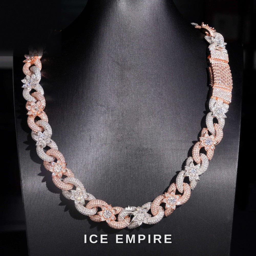 Iced Out Rose Gold Plated Moissanite Cuban Chain