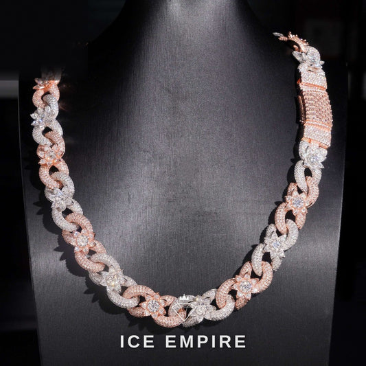 Iced Out Rose Gold Plated Moissanite Cuban Chain