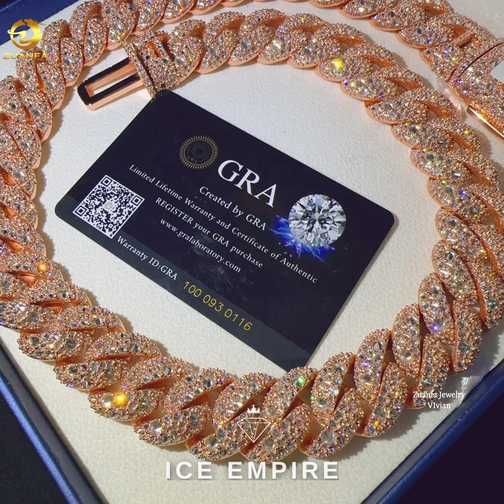 Iced Out Rose Gold Plated Moissanite Cuban Chain