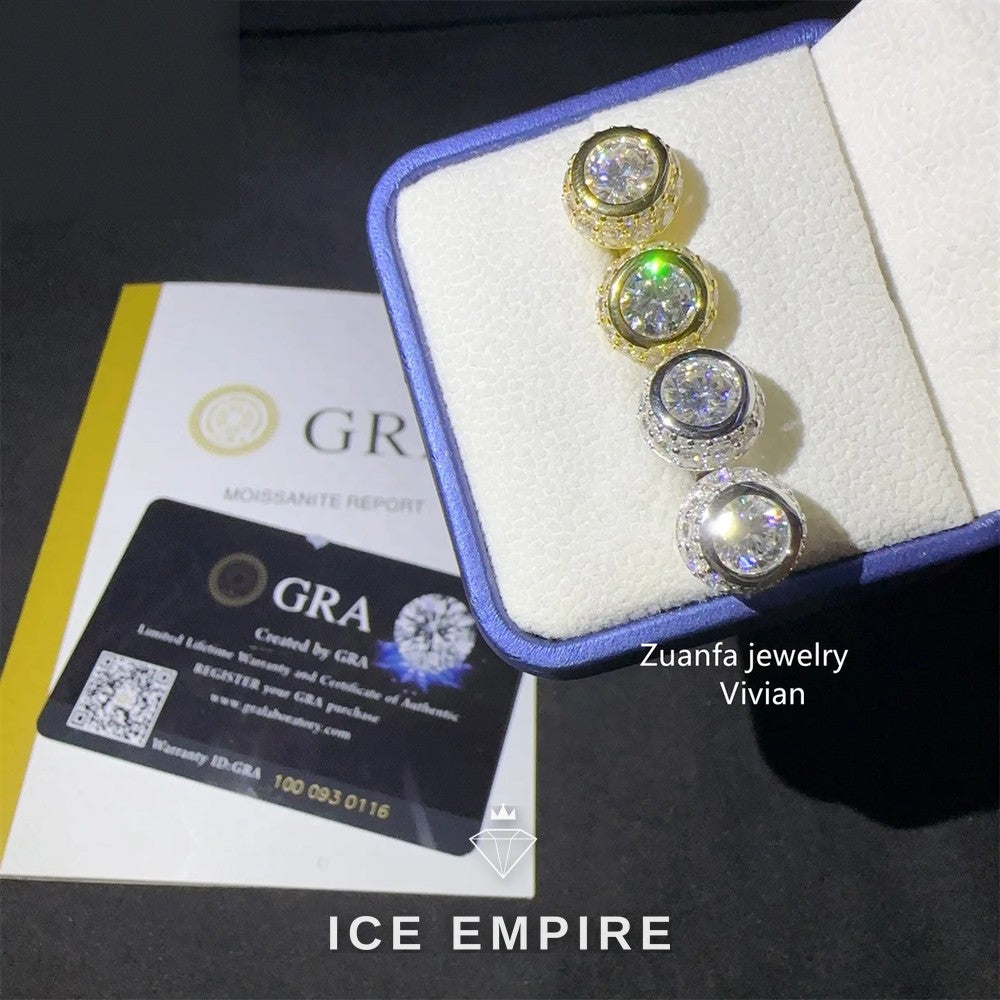 Iced Out 925 Silver Moissanite Earrings
