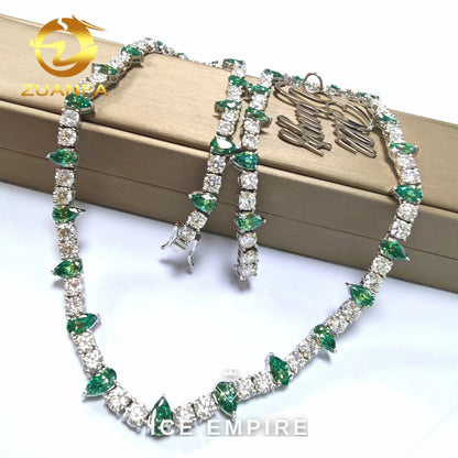 Iced Out Baguette Rose Gold Plated Moissanite Cuban Chain