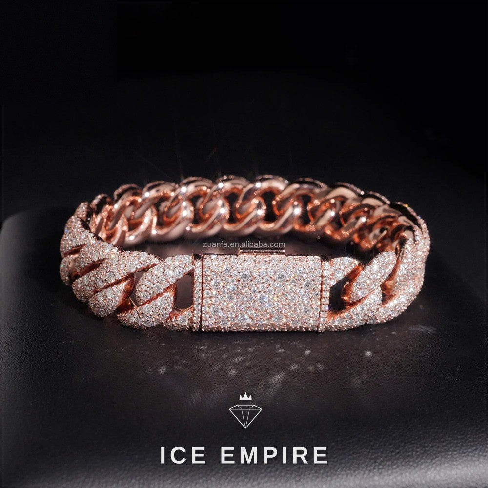 Iced Out Rose Gold Moissanite Cuban Chain