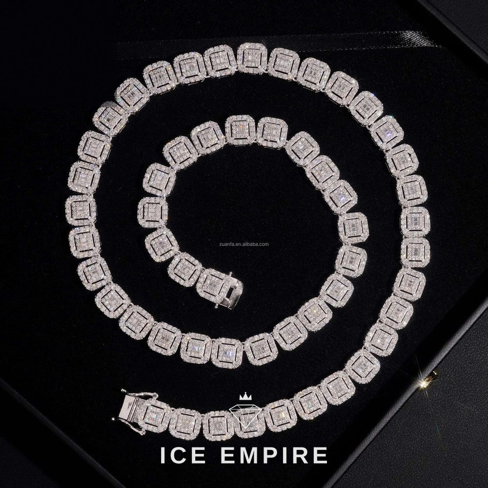 Iced Out Baguette Rose Gold Moissanite Cuban Chain