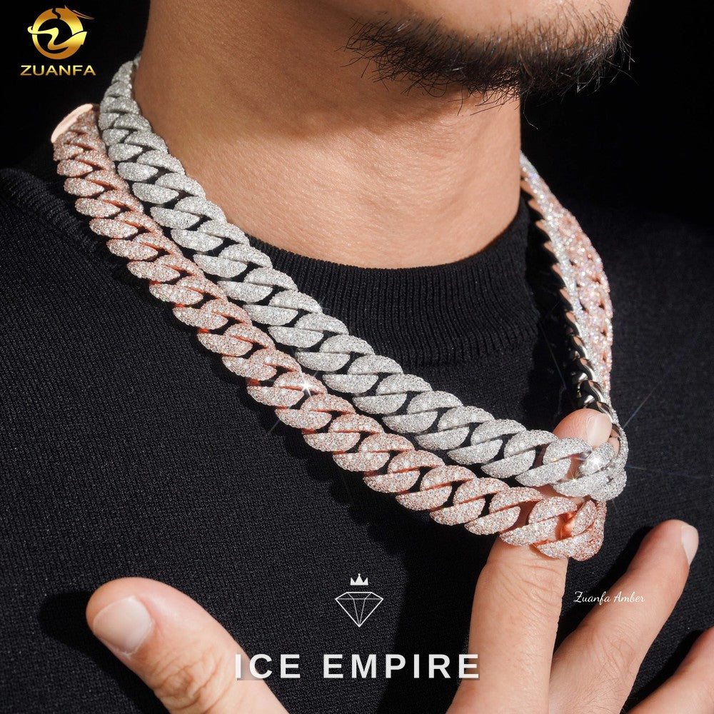 Iced Out 14K Gold Moissanite Cuban Chain