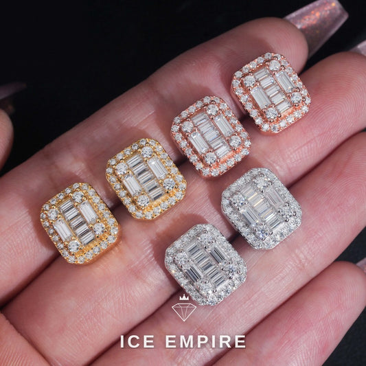 Iced Out Baguette 925 Silver Moissanite Earrings