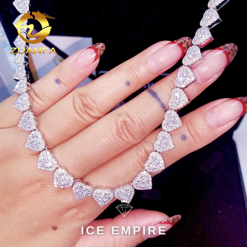 Iced Out Heart Rose Gold Plated Moissanite Cuban Chain