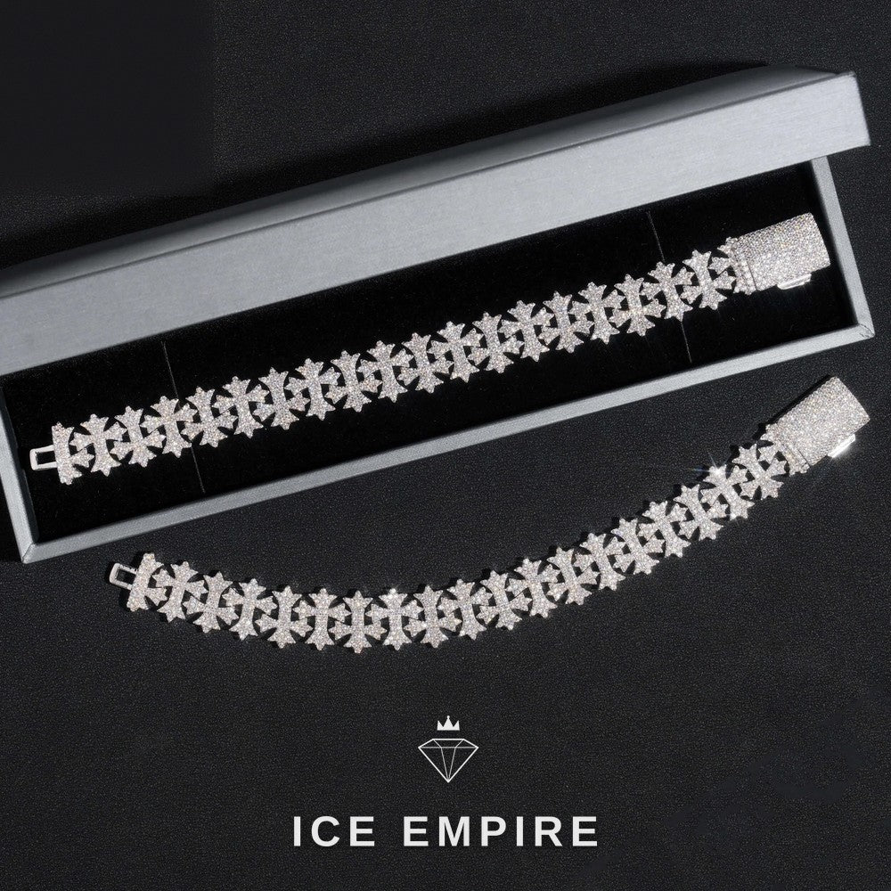 Iced Out Cross 925 Silver Moissanite Cuban Chain