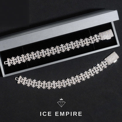 Iced Out Cross 925 Silver Moissanite Cuban Chain