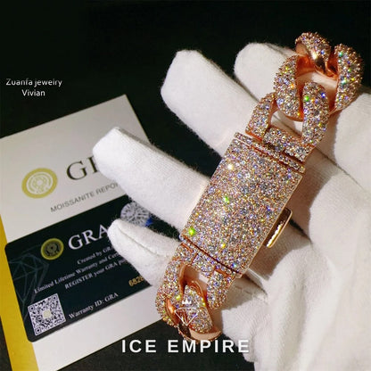 Iced Out 925 Silver Moissanite Cuban Chain