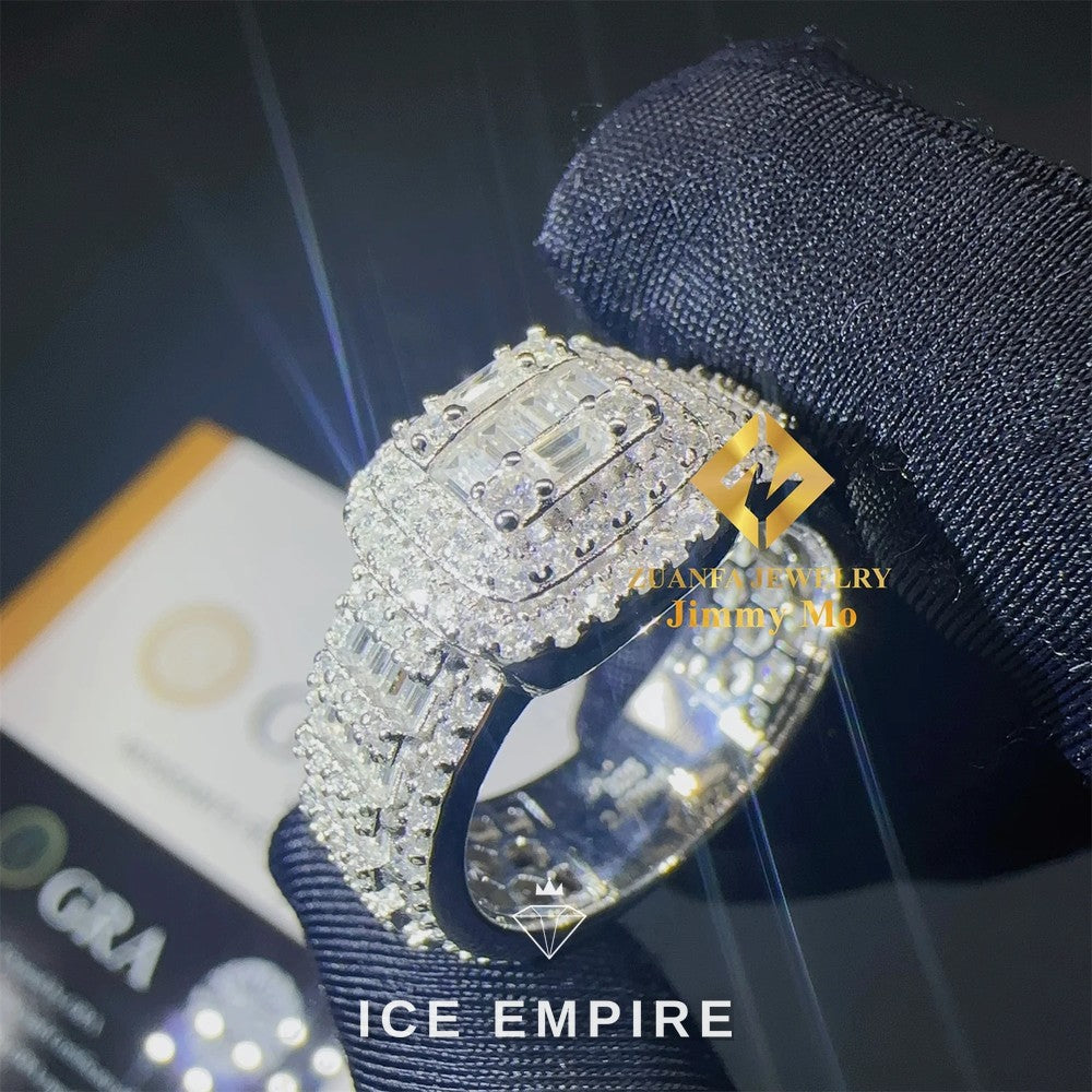 Iced Out Baguette 925 Silver Moissanite Ring