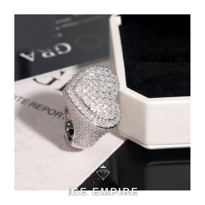 Iced Out Heart 925 Silver Moissanite Ring