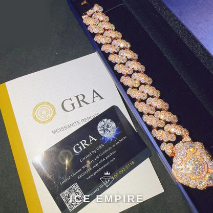 Iced Out Rose Gold Plated Moissanite Cuban Chain