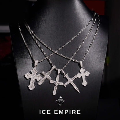 Iced Out Cross Rose Gold Plated Moissanite Pendant