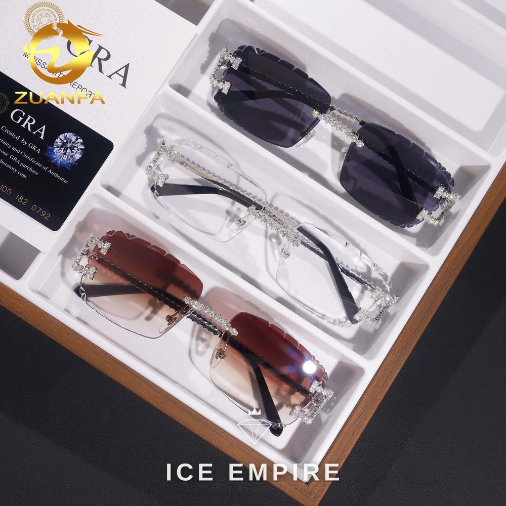 Iced Out 925 Silver Moissanite Glasses