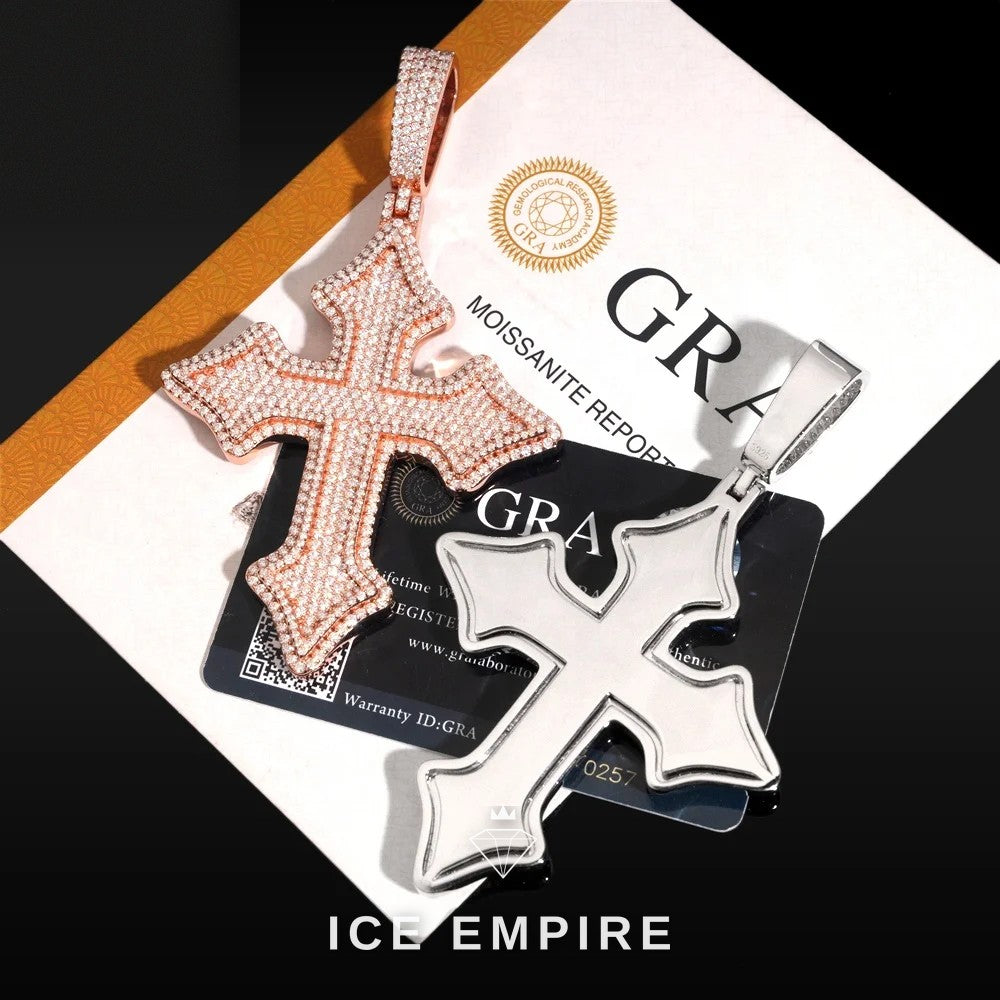Iced Out Cross Rose Gold Pendant